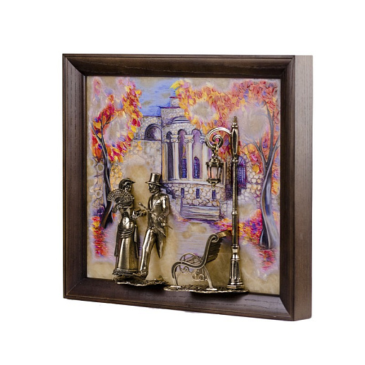 Бронзовая картина "Вечерняя прогулка. Ессентуки" с подсветкой купить с доставкой Бронзовая картина "Вечерняя прогулка. Ессентуки" с подсветкой