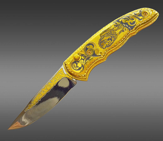 Нож складной "Лев". Златоуст купить с доставкой Нож складной "Лев". Златоуст
